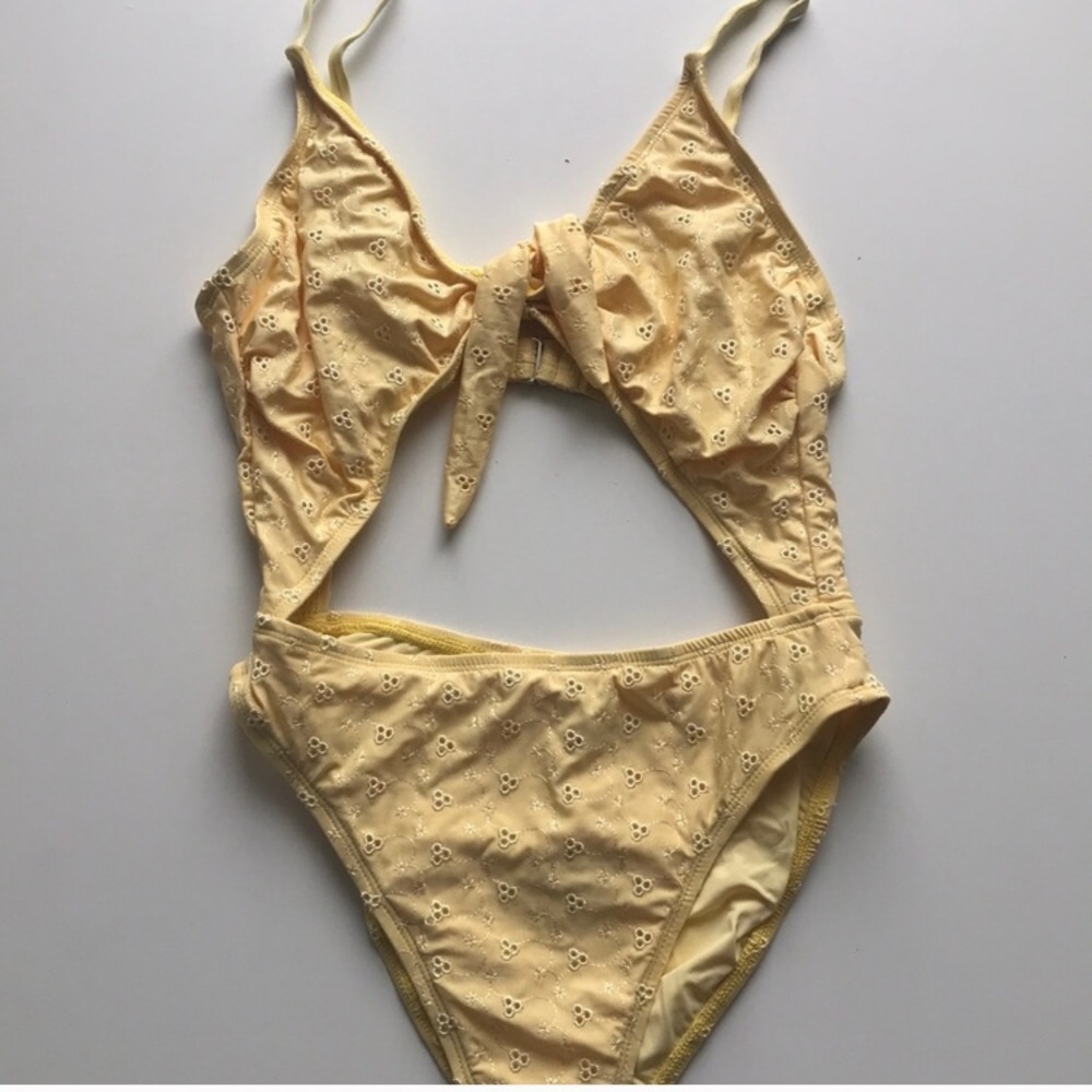 Yellow Cut Out Swimsuit - Picture 1 of 4